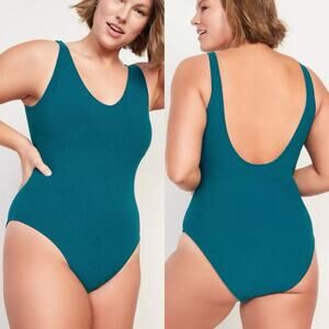 NWT Old Navy V-Neck Terry One-Piece Swimsuit Womens M Medium Teal Green